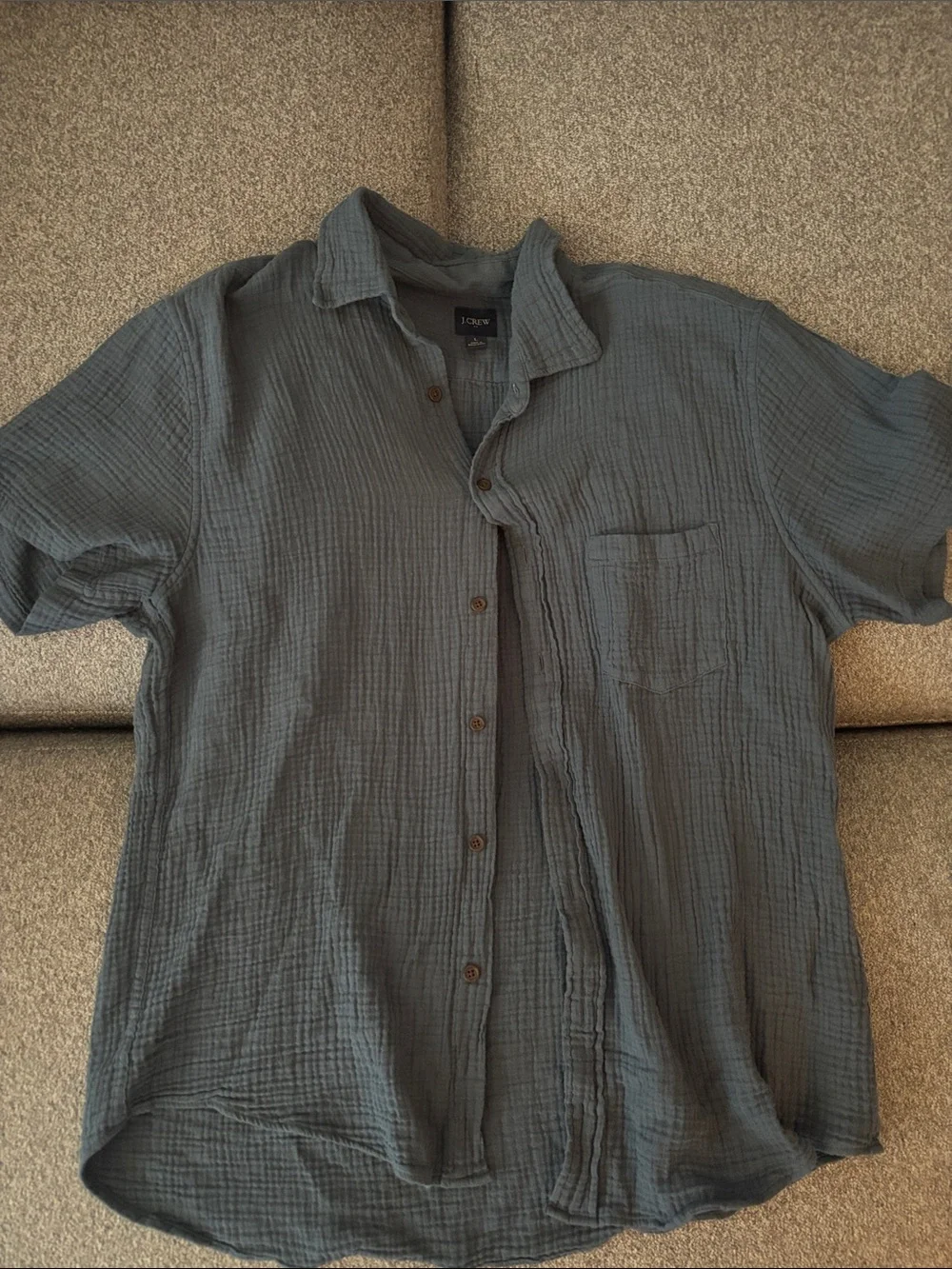 J. Crew Men's Short-Sleeve Button-Down Shirt in Slate Gray-Blue